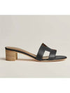 Oasis Calfskin Slipper Heels Noir Piqures Ecrues - HERMES - BALAAN 4