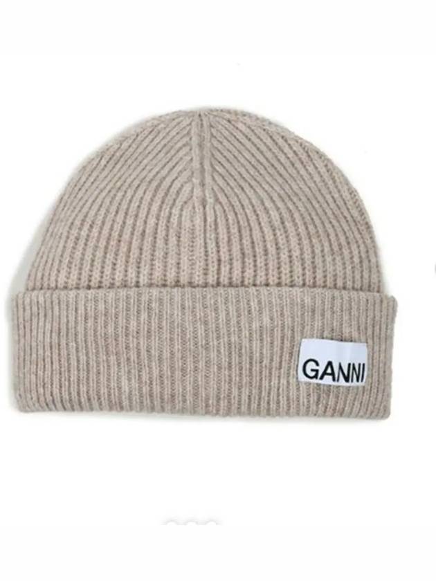 Women's Logo Wool Beanie Sand Beige - GANNI - BALAAN 2