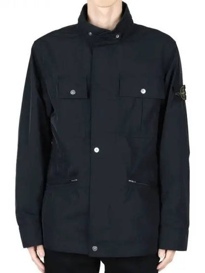 Compass Badge Micro Twill Zip-Up Jacket Navy - STONE ISLAND - BALAAN 2