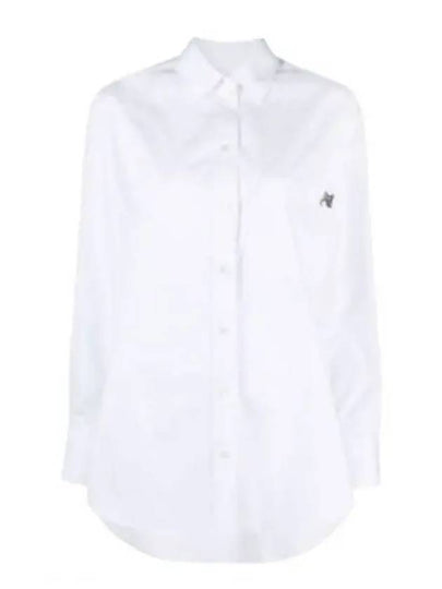 Chest Pocket Foxhead Patch Cotton Poplin Casual Shirt White - MAISON KITSUNE - BALAAN 2