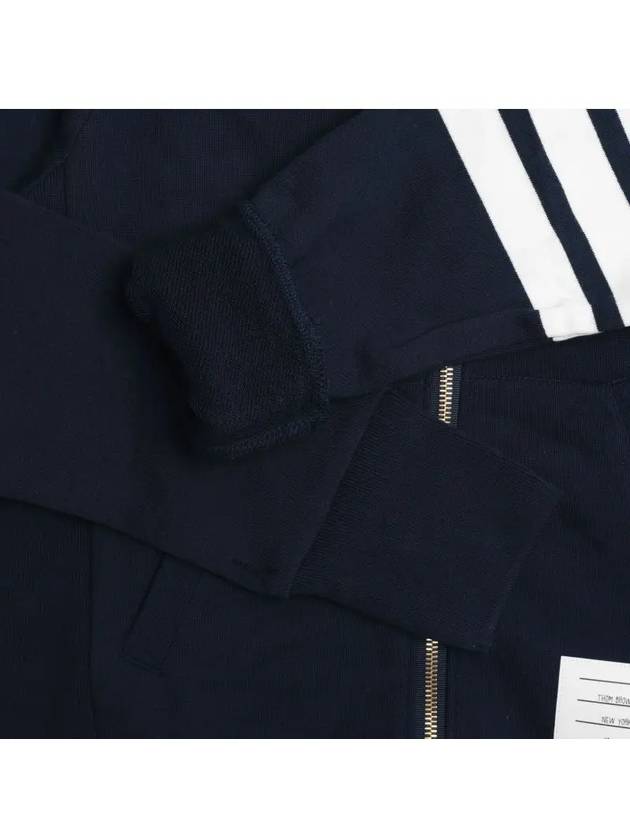 Engineered 4 Bar Diagonal Zip Up Hoodie Navy - THOM BROWNE - BALAAN 4