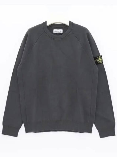 Men's Wappen Patch Crew Neck Knit Top Grey - STONE ISLAND - BALAAN 1