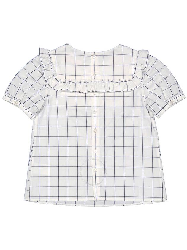 Bonpoint Girls White Lait Embroidered Checked Cotton Blouse, Size 6Y - BONPOINT - BALAAN 2