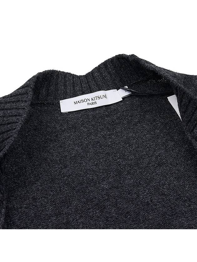 Baby Fox Patch Boxy Cardigan Dark Grey Melange - MAISON KITSUNE - BALAAN 11