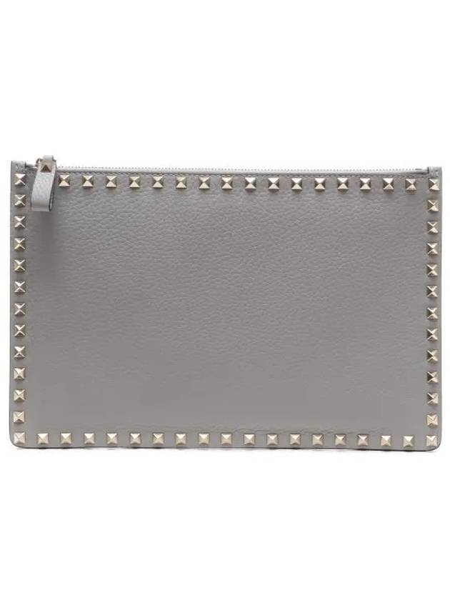 Rockstud Clutch Bag Grey - VALENTINO - BALAAN 2