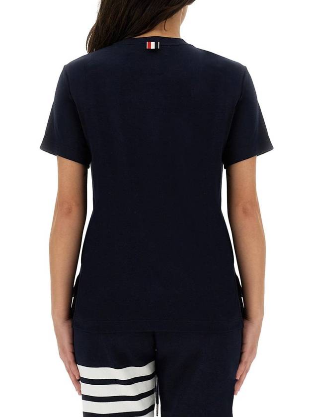 Logo Patch Lightweight Jersey Relaxed Fit Short Sleeve T-Shirt Navy - THOM BROWNE - BALAAN 4