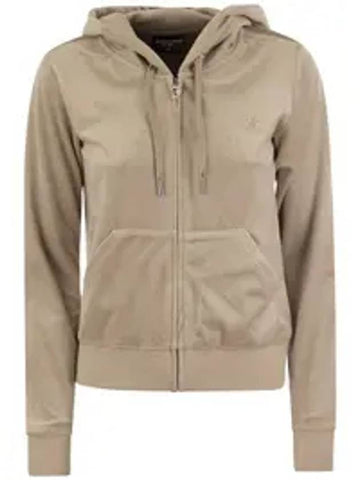 Velvet hooded zip up beige - JUICY COUTURE - BALAAN 1