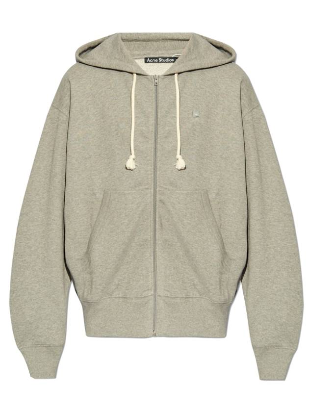 Face Logo Applique Zip-Up Hoodie Grey - ACNE STUDIOS - BALAAN 2