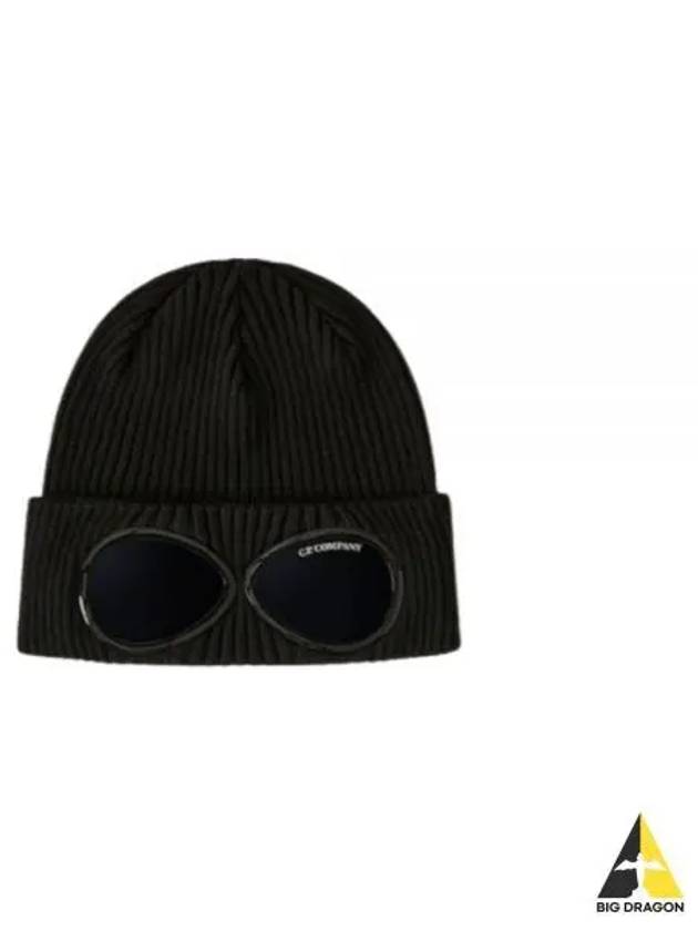 Goggle Detail Ribbed Beanie Black - CP COMPANY - BALAAN 2