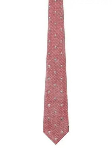 Skull Polka Dot Silk Tie Red - ALEXANDER MCQUEEN - BALAAN 1