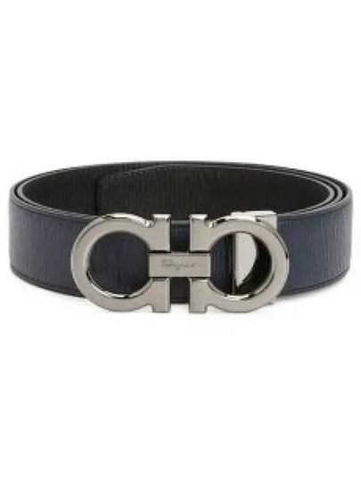 Reversible Gancini Leather Belt Black Navy - SALVATORE FERRAGAMO - BALAAN 2