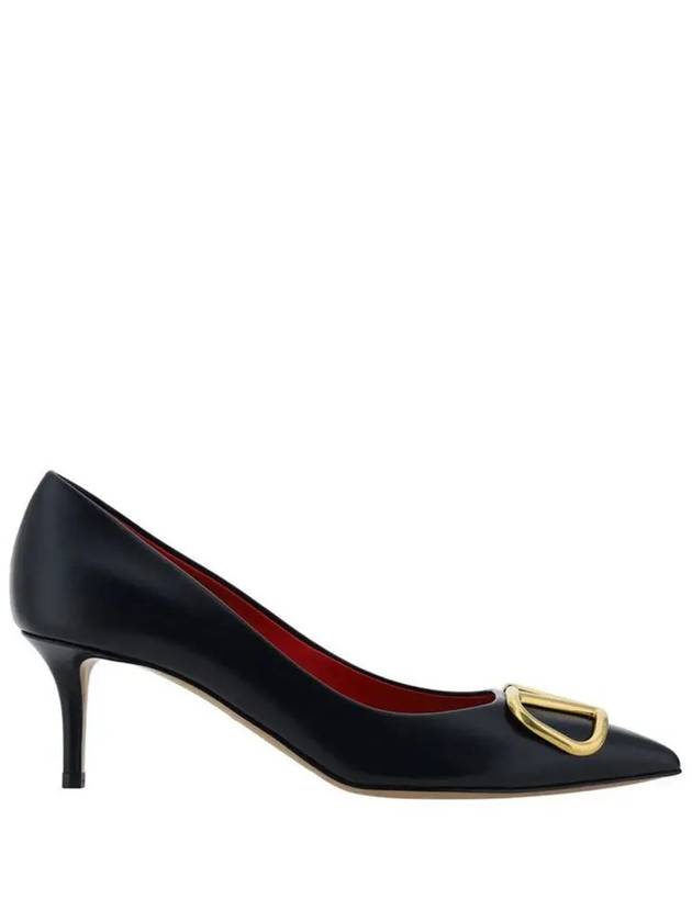 V Logo Signature Smooth Leather Pumps Black - VALENTINO - BALAAN 2