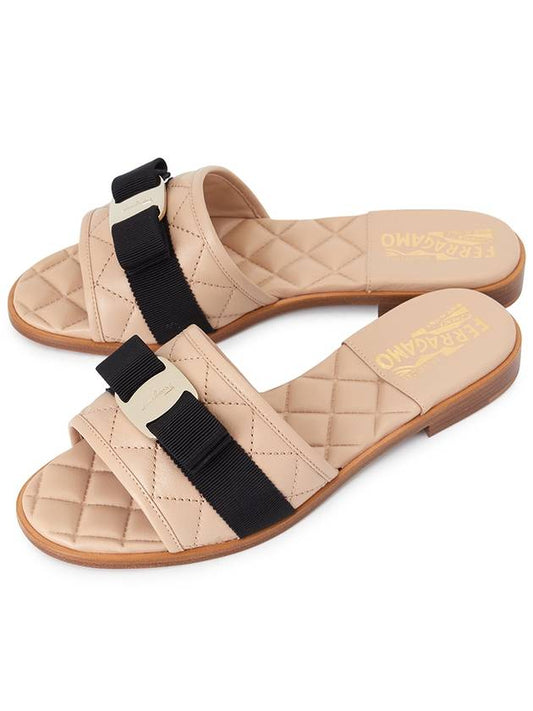 Vara Quilted Slippers Beige - SALVATORE FERRAGAMO - BALAAN 2