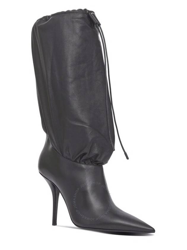 Burberry Ladies Pointed Leather Drawcord Boots In Black, Brand Size 40 (US Size 10) - BURBERRY - BALAAN 2