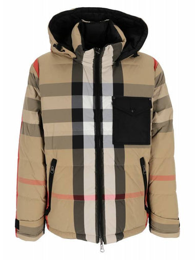 Reversible Check Nylon Jacket Padding Beige - BURBERRY - BALAAN 1