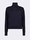 Red Ami De Coeur Wool Turtleneck Navy - AMI - BALAAN 2