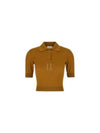 Cassandre Cashmere Polo Shirt Brown - SAINT LAURENT - BALAAN 2