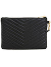 Matelasse Monogram Logo Strap Clutch Bag Black - SAINT LAURENT - BALAAN 4