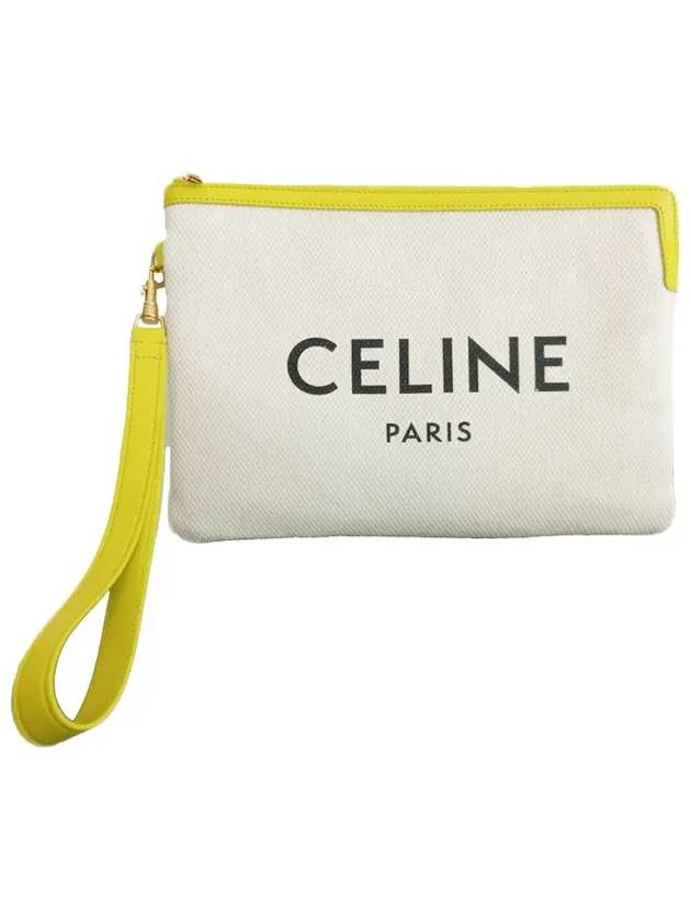 Logo Strap Small Pouch Bag White Yellow - CELINE - BALAAN 3