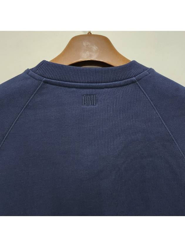 Heart Logo Organic Cotton Sweatshirt Navy - AMI - BALAAN 8