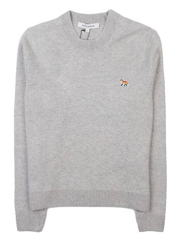 Baby Fox Patch Regular Knit Top Light Grey Melange - MAISON KITSUNE - BALAAN 11