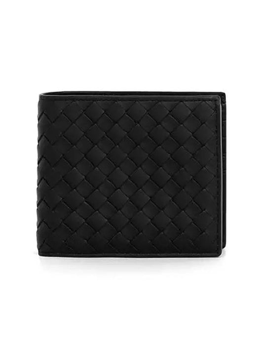 Intrecciato Calf Leather Half Wallet Black - BOTTEGA VENETA - BALAAN 2