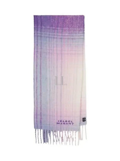 Firny Embroidery Logo Check Alpaca Muffler Lilac - ISABEL MARANT - BALAAN 2