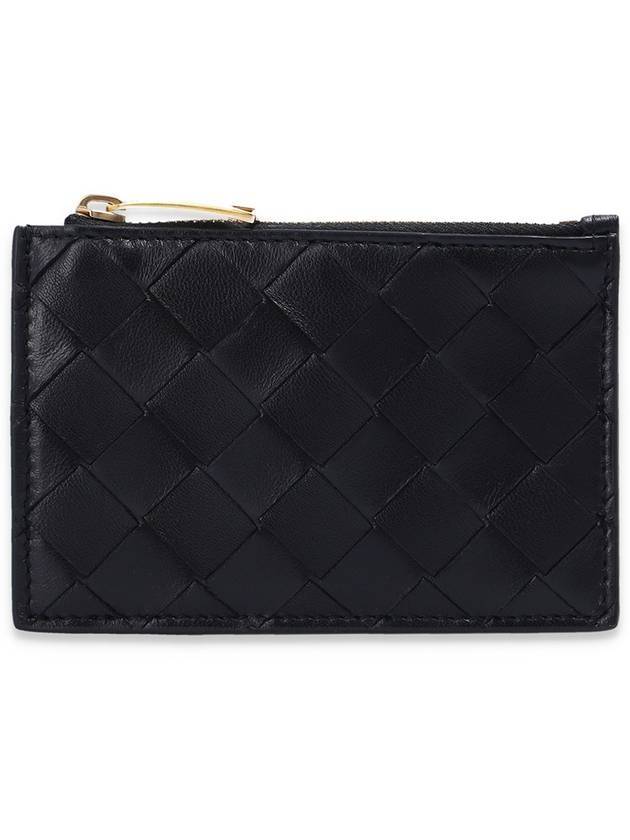 Women's Zipper Key Pouch Card Wallet Black - BOTTEGA VENETA - BALAAN.