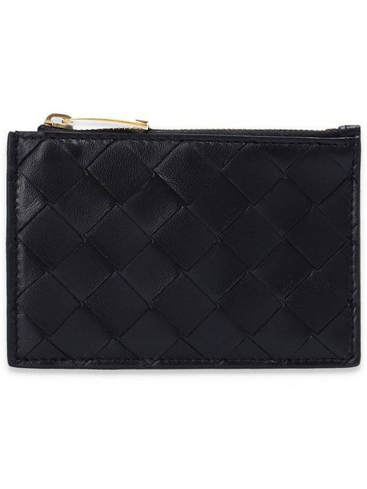 Women's Zipper Key Pouch Card Wallet Black - BOTTEGA VENETA - BALAAN 1