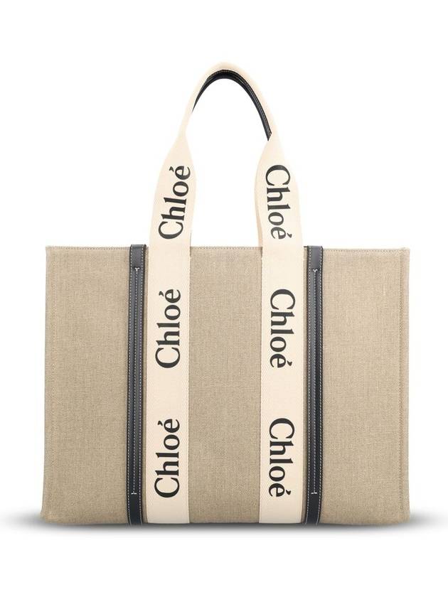 Woody Large Tote Bag Black Beige - CHLOE - BALAAN 3