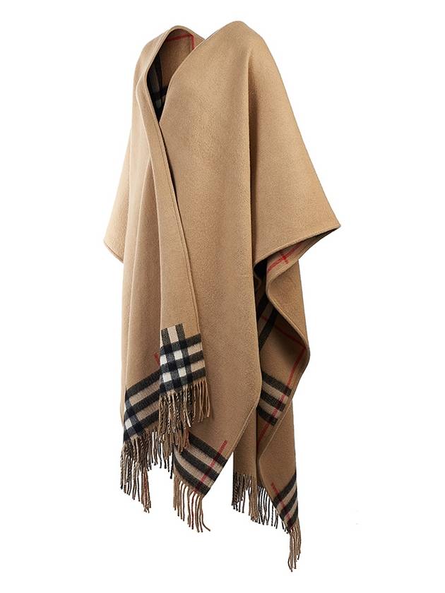 Reversible Check Wool Cashmere Cape Beige - BURBERRY - BALAAN 4