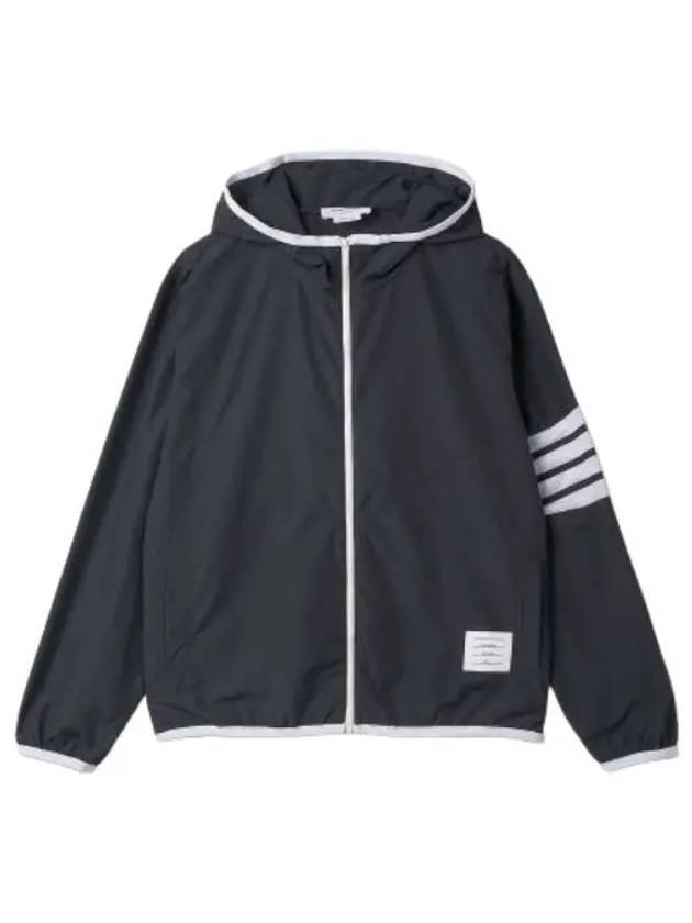 Diagonal Stripe Ripstop Hooded Jacket Navy Jumper - THOM BROWNE - BALAAN 1