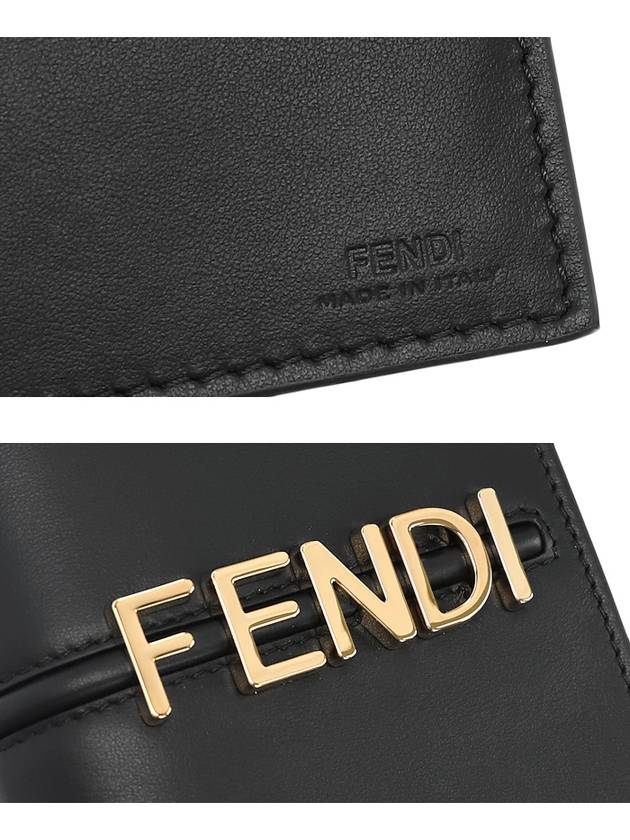 Graphy Chain Leather Long Wallet Black - FENDI - BALAAN 3