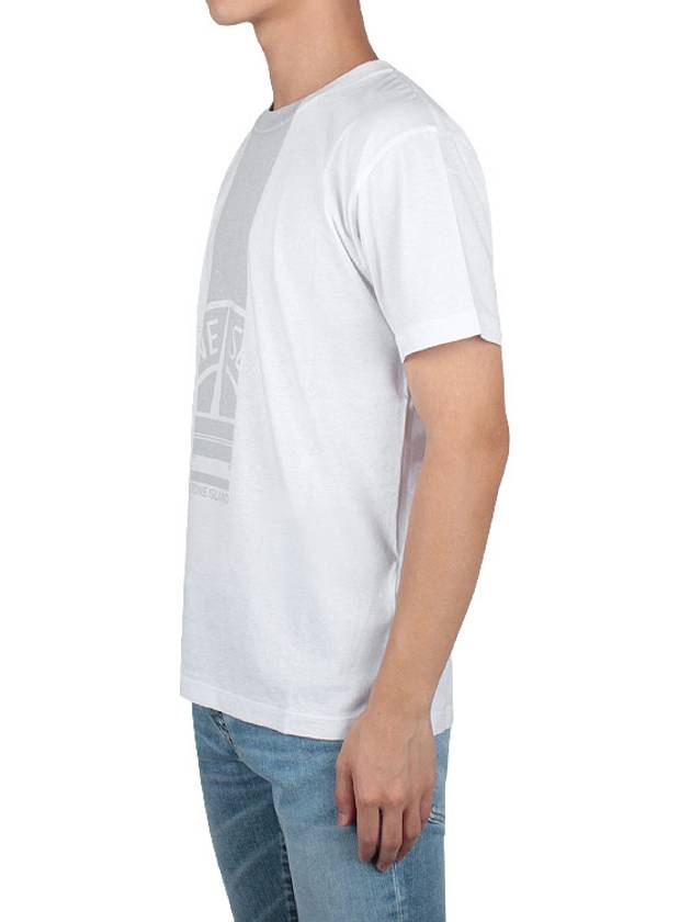 Logo Print Cotton Short Sleeve T-Shirt White - STONE ISLAND - BALAAN 4