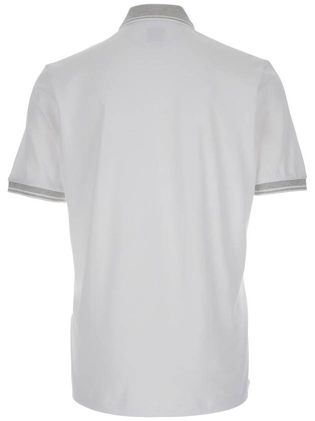 White Polo Shirt With Classic Collar In And Front Button Closure In Cotton Man - ELEVENTY MILANO - BALAAN 2