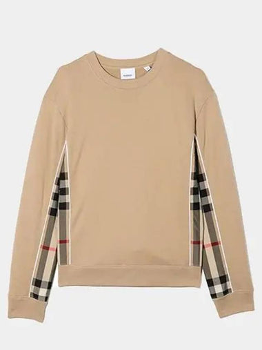 Kids Check Panel Crew Neck Sweatshirt Archive Beige 8051436 A7026 - BURBERRY - BALAAN 1