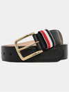 Men's Three Stripes Tab Pebbled Leather Belt Black - THOM BROWNE - BALAAN 4