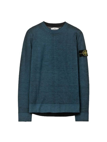 Wappen Patch Round Wool Knit Top Blue - STONE ISLAND - BALAAN 1