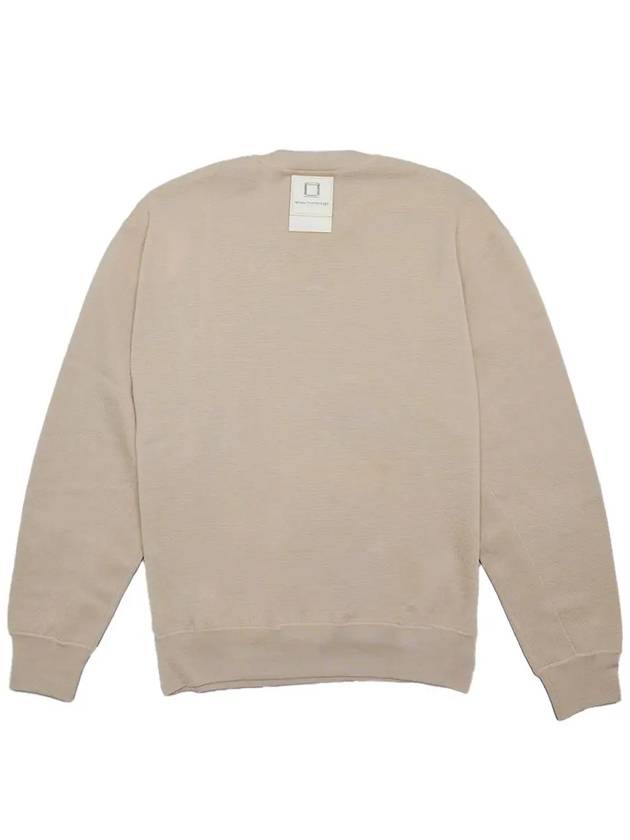 Men's Leather Patch Crew Neck Wool Sweat Knit Beige W231KN03502E - WOOYOUNGMI - BALAAN 4