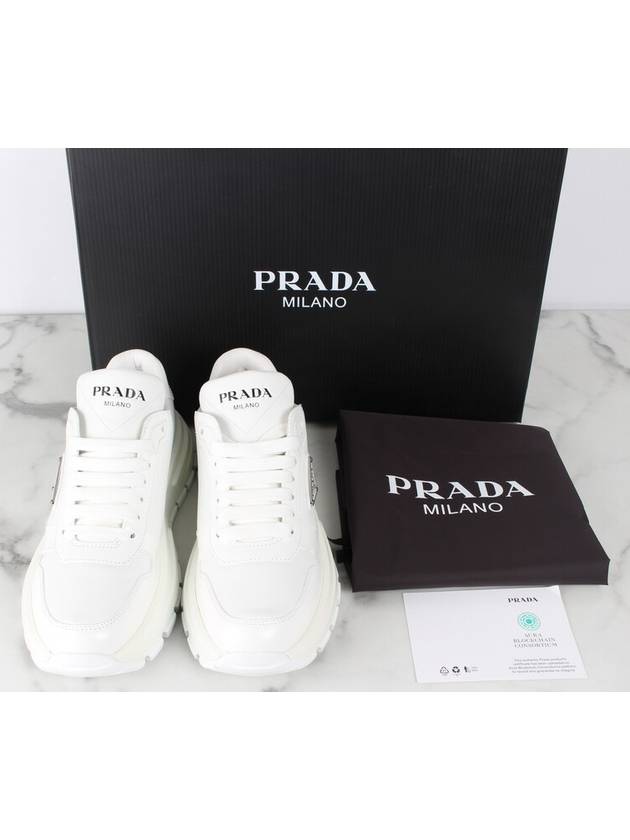 Triangular logo spazzolato sneakers white 37 5 245 - PRADA - BALAAN 2