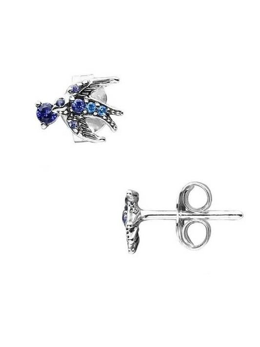 Women's Sparkling Swallow Stud Earrings Blue - PANDORA - BALAAN 1