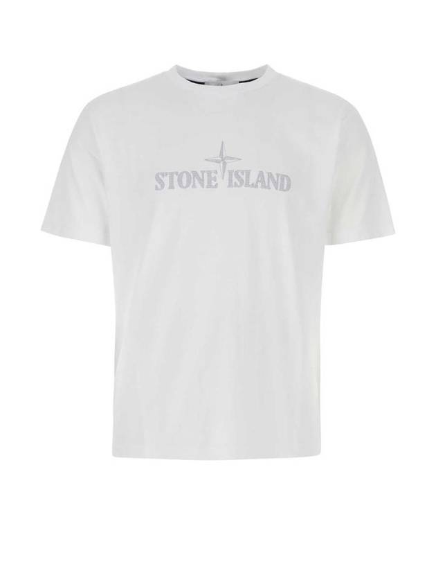 Stitches Two Embroidery Short Sleeve T-Shirt White - STONE ISLAND - BALAAN 1