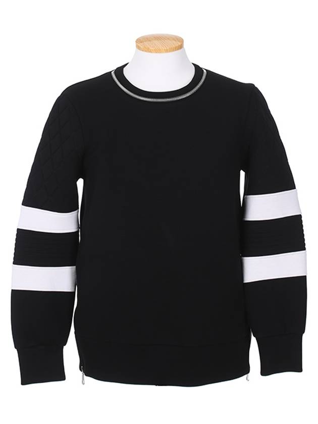 Quilted Neckline Zipper Neoprene Sweatshirt Black - NEIL BARRETT - BALAAN 2