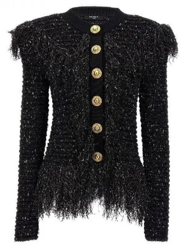 Gold Button Glitter Fringe Tweed Jacket 270099 - BALMAIN - BALAAN 1