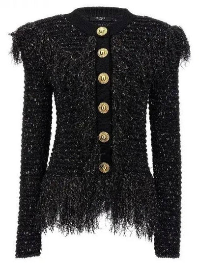 Gold Button Glitter Fringe Tweed Jacket 271949 - BALMAIN - BALAAN 1