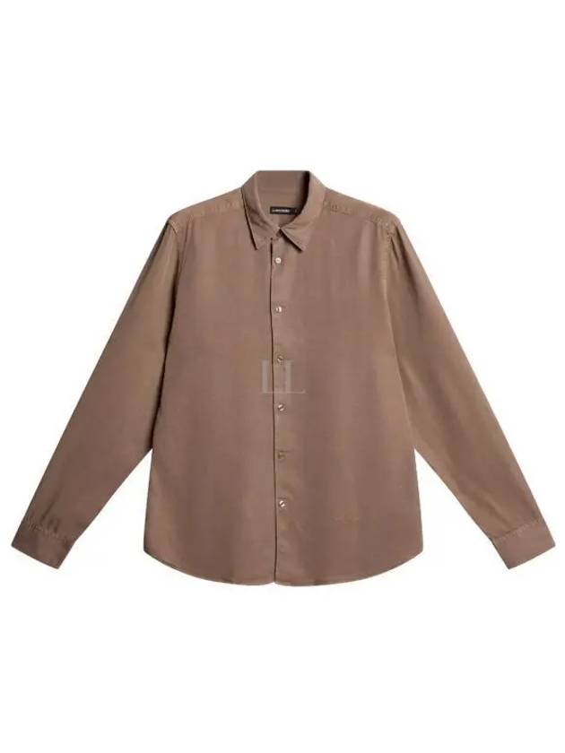 Slim Comfort Tencel Long Sleeve Shirt Walnut - J.LINDEBERG - BALAAN 2