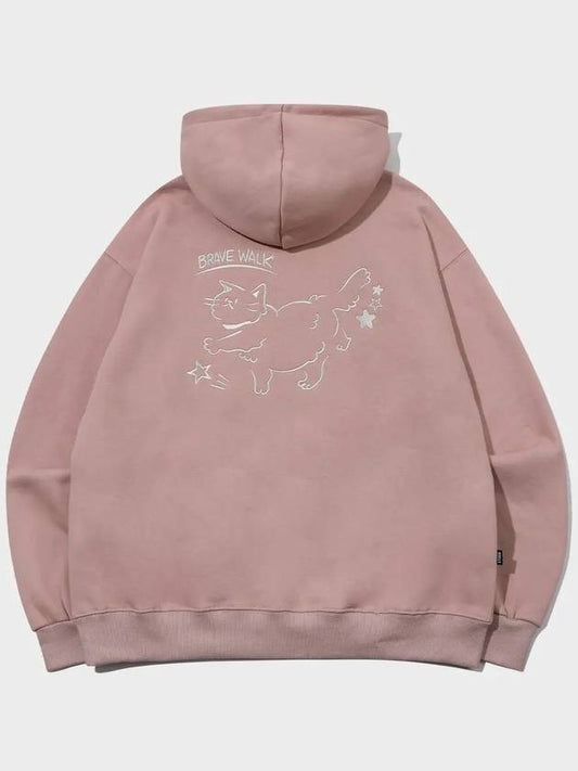 Brave Cat Embroidery Hoodie Indie Pink - CPGN STUDIO - BALAAN 2