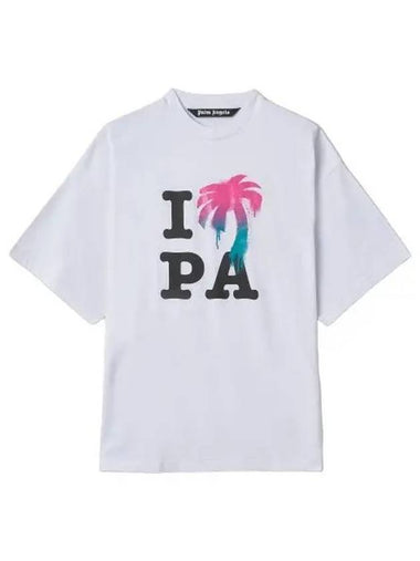 I Love Far Classic Short Sleeve T Shirt White Multicolor Tee - PALM ANGELS - BALAAN 1