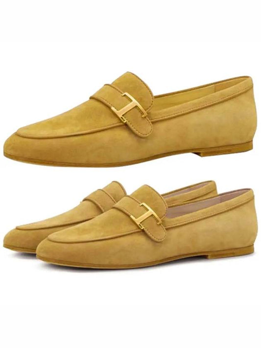 Gold-Plated T Logo Suede Loafers Camel Brown - TOD'S - BALAAN 2