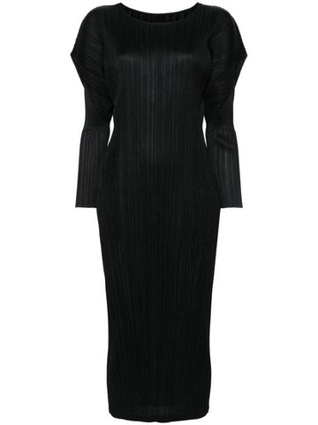 MC February Pleated Midi Dress Black - ISSEY MIYAKE - BALAAN 1